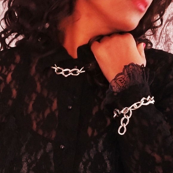 chunky silver color chain bracelet & necklace NWOT - Picture 2 of 7